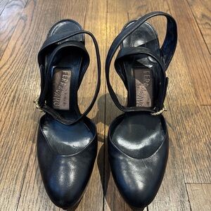 Salvatore Ferragamo Black Leather Heels